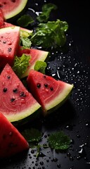 Poster - a close up of watermelon slices