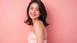 © PhuongNam - full length beauty photo of young Asian woman smile on pink background