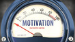 Motivation and Incentive Meter that hits less than zero, showing an extremely low level of motivation, none of it, insufficient. Minimum value, below the norm. Lack of motivation. ,3d illustration