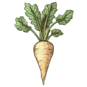 Carrot with leaves isolated on white background. Vector hand drawn illustration.