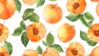 Seamless pattern with apricots. Watercolor illustration