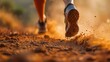 © PhuongNam - Trail runner sport shoes swiftly Running on a dusty Trail, showing determination and speed