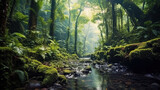 Fototapeta Las - Serene Rainforest Stream