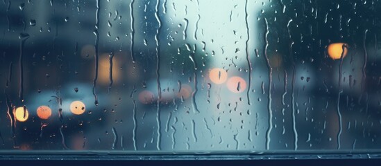 A rainy window overlooking cityscape