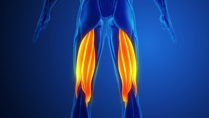 Wall Mural - Hamstring Muscle Pain with blue background