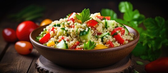 Wall Mural - Bowl of vegetables couscous with tomatoes