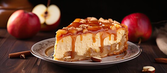 Poster - Cheesecake topped with caramel and apples