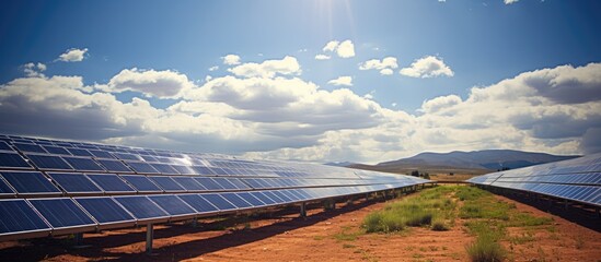 Poster - Solar panels line in desert