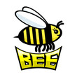 Cute bee flying icon on white background.