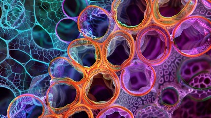 Sticker - In this microscopic image highlights the complex structure of a stoma with long and thin cylindrical cells surrounding a central pore