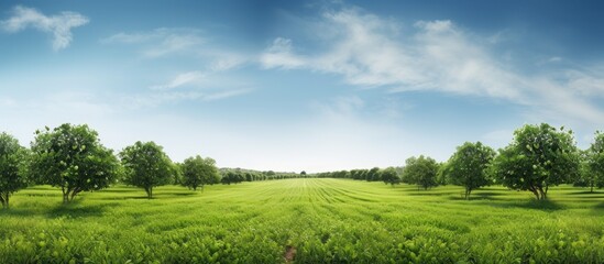 Wall Mural - Field Trees Grass View Landscape Nature