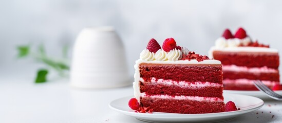 Canvas Print - A delicious raspberry-topped cake