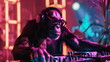 Ape DJ in a vibrant nightclub edm music