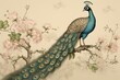 Illustration of peacock with flower animal bird fragility.