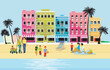 Familie mit Kinder am Strand in den Ferien  illustration