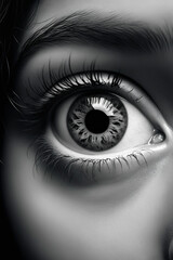 Poster - Close up of person's eye with long lashes.