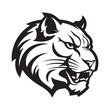 Black bobcat mascot logo icon on white background