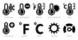 A set of 10 Weather icons as thermometer, cold temperature, fahrenheit