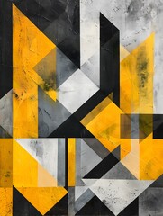 Wall Mural - Abstract yellow, gray, and black geometric backdrop 