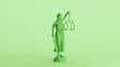Lady justice judicial system classic statue woman green mint soft tones background quarter right view 3d illustration render digital rendering
