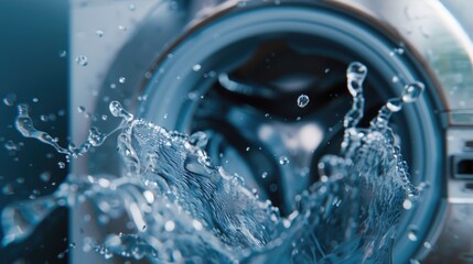 Canvas Print - Close up of water leaking from washing machine. Ideal for illustrating household accidents