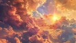 © Only AI Studio - Puffy clouds in a sunset sky as a textured backdrop