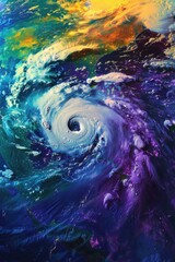 Wall Mural - a powerful hurricane swirling in the middle of the ocean, suitable for weather-related projects