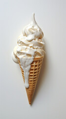 A melted ice cream cone, depicted with two flowing lines, symbolizing its creamy texture and gradual liquefaction. Set against a clean white background, this artistic representation evokes a sense 