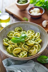 Wall Mural - tortelloni with pesto sauce -