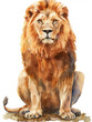 Watercolor lion in white background, Generative AI