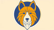 Dog logo in intense yellow and navy blue colors.