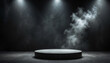Podium black dark smoke background product platform