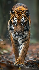 b'A fierce tiger is walking in the forest'
