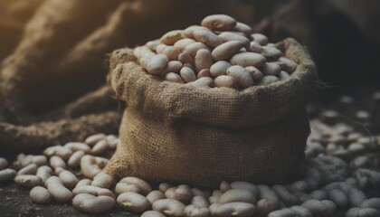 Sticker - harvest and sale of agricultural produce a close up of plump organic beans in a sack