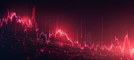 Poster - Finance chart graph stock market business background. Economy crisis depression. Generative AI technology.