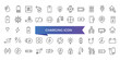 Charging icon collection. Related to charge, battery, energy, electricity, charger, recharge, electric car and charging station icons. Line icon set.