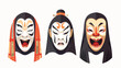 Japanese noh mask of onna face woman head with emotio
