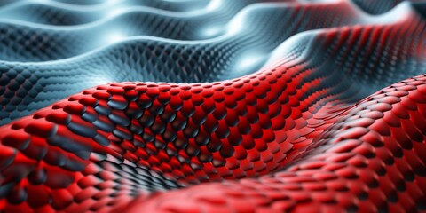 A red and blue wave pattern with a black background