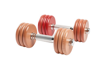 The Dazzling Dumbbell Duo. On a White or Clear Surface PNG Transparent Background.