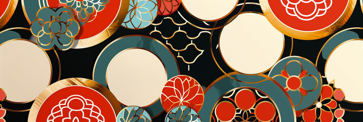Abstract geometric pattern decoration in Japanese style