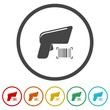 Market bar code scanner icon. Set icons in color circle buttons
