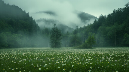 Wall Mural - Lush flowering meadow.