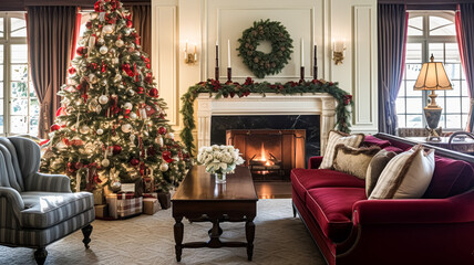 Wall Mural - Christmas at the manor, English countryside decoration and interior decor