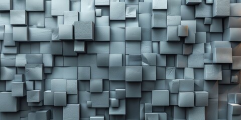Wall Mural - A wall made of gray blocks with a rough texture