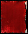 single piece of red paper with a torn corners, dark background, in the style of an old book cover, no text or letters on it, only lines and texture, slightly worn edges, flat front view, ai generated.