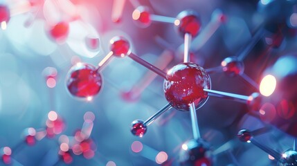Aufkleber - A 3D rendered image of glistening molecules with blue tones, representing science and technology