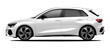 Realistic vector illustration white car in side view, isolated in transparent background.