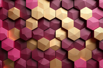 Wall Mural - Abstract hexagon pattern background in red and gold colours
