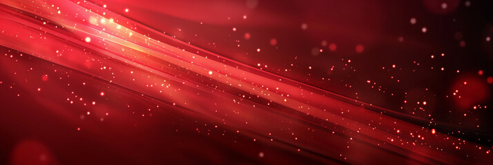 Wall Mural - Red abstract background with dynamic particles in a futuristic technology style