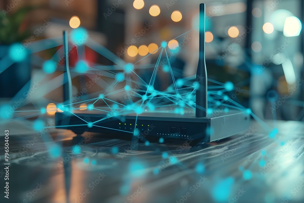 Tech concepts internet router LAN protocol network connectivity in a ...